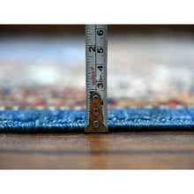 Load image into Gallery viewer, 9&#39;10&quot;x13&#39;5&quot; Periwinkle Blue With Daisy White Border, Vegetable Dyes, Super Kazak Geometric Elements, Velvety Wool, Hand Knotted, Oriental Rug FWR534630