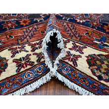 Load image into Gallery viewer, 9&#39;x12&#39;3&quot; Graphite Gray With Ivory Border, Tribal Medallions Natural Dyes, Hand Knotted Afghan Super Kazak, Vibrant Wool Oriental Rug FWR534642