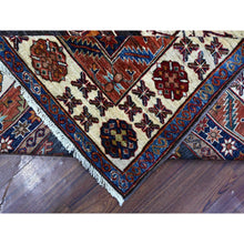 Load image into Gallery viewer, 9&#39;x12&#39;3&quot; Graphite Gray With Ivory Border, Tribal Medallions Natural Dyes, Hand Knotted Afghan Super Kazak, Vibrant Wool Oriental Rug FWR534642