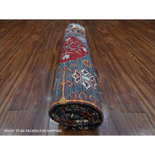 Load image into Gallery viewer, 9&#39;x12&#39;3&quot; Graphite Gray With Ivory Border, Tribal Medallions Natural Dyes, Hand Knotted Afghan Super Kazak, Vibrant Wool Oriental Rug FWR534642