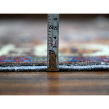 Load image into Gallery viewer, 9&#39;x12&#39;3&quot; Graphite Gray With Ivory Border, Tribal Medallions Natural Dyes, Hand Knotted Afghan Super Kazak, Vibrant Wool Oriental Rug FWR534642