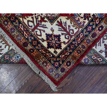 Load image into Gallery viewer, 7&#39;9&quot;x9&#39;9&quot; Cereza Red With Shoji White, Afghan Super Kazak All Over Design With Central Medallion, Vegetable Dyes,  Pure And Velvety Wool, Hand Knotted, Oriental Rug FWR534660