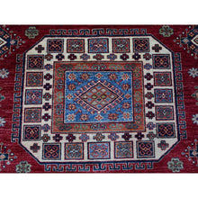 Load image into Gallery viewer, 7&#39;9&quot;x9&#39;9&quot; Cereza Red With Shoji White, Afghan Super Kazak All Over Design With Central Medallion, Vegetable Dyes,  Pure And Velvety Wool, Hand Knotted, Oriental Rug FWR534660
