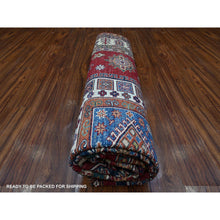 Load image into Gallery viewer, 7&#39;9&quot;x9&#39;9&quot; Cereza Red With Shoji White, Afghan Super Kazak All Over Design With Central Medallion, Vegetable Dyes,  Pure And Velvety Wool, Hand Knotted, Oriental Rug FWR534660