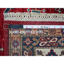 Load image into Gallery viewer, 7&#39;9&quot;x9&#39;9&quot; Cereza Red With Shoji White, Afghan Super Kazak All Over Design With Central Medallion, Vegetable Dyes,  Pure And Velvety Wool, Hand Knotted, Oriental Rug FWR534660