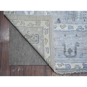 6'3"x8'10" Heavenly Gray, Extra Soft Wool Weft, Hand Knotted, Natural Dyes, Afghan Angora Oushak With Willow And Cypress Tree Design, Oriental Rug FWR534732