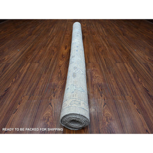 6'3"x8'10" Heavenly Gray, Extra Soft Wool Weft, Hand Knotted, Natural Dyes, Afghan Angora Oushak With Willow And Cypress Tree Design, Oriental Rug FWR534732