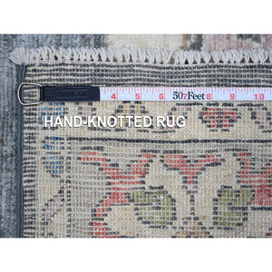 6'x8'8" Nevada Gray, Afghan Angora Oushak, Hand Knotted, Vegetable Dyes, Wool Foundation, Large Rural Medallions All Over Design, Oriental Rug FWR534744
