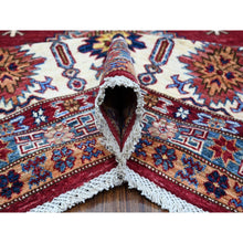 Load image into Gallery viewer, 8&#39;10&quot;x12&#39;5&quot; Scarlet Red, Afghan Super Kazak with Geometric Elements, Vegetable Dyes, Pure and Shiny Wool, Hand Knotted, Oriental Rug FWR534792