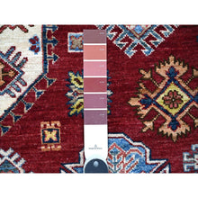 Load image into Gallery viewer, 8&#39;10&quot;x12&#39;5&quot; Scarlet Red, Afghan Super Kazak With Geometric Elements, Vegetable Dyes, Pure And Shiny Wool, Hand Knotted, Oriental Rug FWR534792