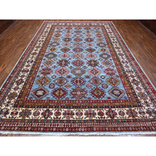 Load image into Gallery viewer, 9&#39;x12&#39;6&quot; Thundercloud Gray, Ivory Border, Afghan Super Kazak Hand Knotted, All Over Geometric Motifs, Natural Dyes, 100% Wool, Oriental Rug FWR534798