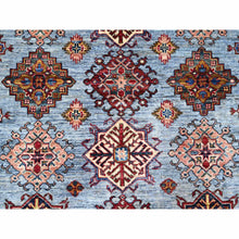 Load image into Gallery viewer, 9&#39;x12&#39;6&quot; Thundercloud Gray, Ivory Border, Afghan Super Kazak Hand Knotted, All Over Geometric Motifs, Natural Dyes, 100% Wool, Oriental Rug FWR534798