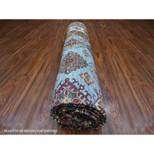 Load image into Gallery viewer, 9&#39;x12&#39;6&quot; Thundercloud Gray, Ivory Border, Afghan Super Kazak Hand Knotted, All Over Geometric Motifs, Natural Dyes, 100% Wool, Oriental Rug FWR534798