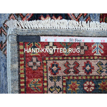 Load image into Gallery viewer, 9&#39;x12&#39;6&quot; Thundercloud Gray, Ivory Border, Afghan Super Kazak Hand Knotted, All Over Geometric Motifs, Natural Dyes, 100% Wool, Oriental Rug FWR534798