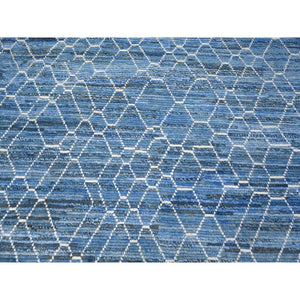 12'x16'1" Alaskan Blue, Hand Knotted, Wool On Wool Foundation, Natural Dyes, All Over Hexagon Pattern, Pure Wool, Marmoucha Inspired Moroccan Weave, Extra Large Oriental Rug FWR534810