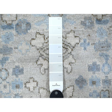 Load image into Gallery viewer, 3&#39;x19&#39;5&quot; Powder Blue, Soft Afghan Wool Weft, Hand Knotted, Angora Oushak, Natural Dyes, Tribal All Over Flower And Leaf Design, Xl Runner Oriental Rug FWR534822