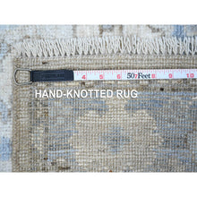 Load image into Gallery viewer, 3&#39;x19&#39;5&quot; Powder Blue, Soft Afghan Wool Weft, Hand Knotted, Angora Oushak, Natural Dyes, Tribal All Over Flower And Leaf Design, Xl Runner Oriental Rug FWR534822