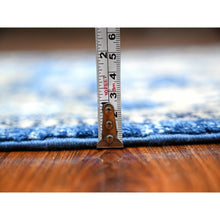 Load image into Gallery viewer, 2&#39;8&quot;x7&#39;8&quot; Sapphire Blue, Vegetable Dyes With Rural Elements All Over Design, Soft Pile, Afghan Angora Oushak, Hand Knotted, Wool Weft, Runner Oriental Rug FWR534846