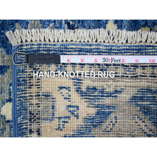 Load image into Gallery viewer, 2&#39;8&quot;x7&#39;8&quot; Sapphire Blue, Vegetable Dyes With Rural Elements All Over Design, Soft Pile, Afghan Angora Oushak, Hand Knotted, Wool Weft, Runner Oriental Rug FWR534846