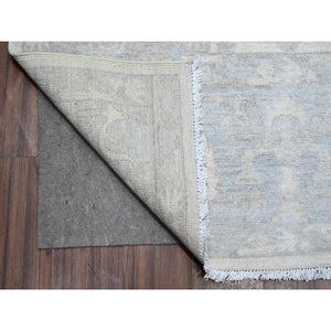 8'10"x11'7" Egg White, Ziegler Mahal Design White Wash Peshawar, Hand Knotted, Natural Dyes, 100% Wool, Oriental Rug FWR534864
