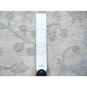 8'10"x11'7" Egg White, Ziegler Mahal Design White Wash Peshawar, Hand Knotted, Natural Dyes, 100% Wool, Oriental Rug FWR534864