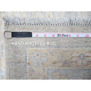 13'7"x17' Solitude Gray With Pearly White, Washed Out Peshawar With Ziegler Mahal Design, Hand Knotted Pure Wool, Extra Wide, Oversized, Oriental Rug FWR534876