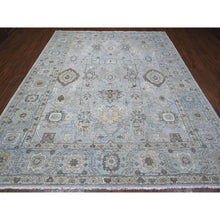 Load image into Gallery viewer, 9&#39;2&quot;x11&#39;1&quot; Smoke Gray With Leisure Blue, Heriz All Over Design Peshawar, Natural Dyes Hand Knotted, Velvety Wool, Oriental Rug FWR534882