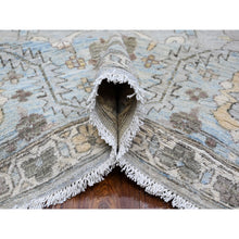 Load image into Gallery viewer, 9&#39;2&quot;x11&#39;1&quot; Smoke Gray With Leisure Blue, Heriz All Over Design Peshawar, Natural Dyes Hand Knotted, Velvety Wool, Oriental Rug FWR534882