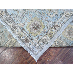 9'2"x11'1" Smoke Gray With Leisure Blue, Heriz All Over Design Peshawar, Natural Dyes Hand Knotted, Velvety Wool, Oriental Rug FWR534882