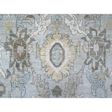 Load image into Gallery viewer, 9&#39;2&quot;x11&#39;1&quot; Smoke Gray With Leisure Blue, Heriz All Over Design Peshawar, Natural Dyes Hand Knotted, Velvety Wool, Oriental Rug FWR534882