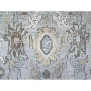 9'2"x11'1" Smoke Gray With Leisure Blue, Heriz All Over Design Peshawar, Natural Dyes Hand Knotted, Velvety Wool, Oriental Rug FWR534882