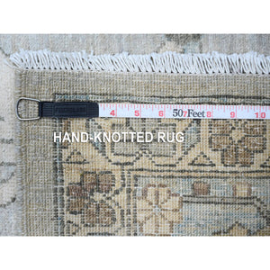 9'2"x11'1" Smoke Gray With Leisure Blue, Heriz All Over Design Peshawar, Natural Dyes Hand Knotted, Velvety Wool, Oriental Rug FWR534882