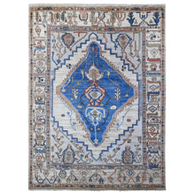 Load image into Gallery viewer, 8&#39;10&quot;x11&#39;9&quot; Chrome Gray, Hand Knotted, Turkish Village Motifs, Large Serrated Central Medallion, Natural Dyes, Soft and Shiny Wool, Oriental Rug FWR534906