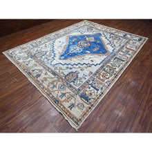Load image into Gallery viewer, 8&#39;10&quot;x11&#39;9&quot; Chrome Gray, Hand Knotted, Turkish Village Motifs, Large Serrated Central Medallion, Natural Dyes, Soft and Shiny Wool, Oriental Rug FWR534906