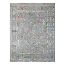 Load image into Gallery viewer, 7&#39;8&quot;x9&#39;10&quot; Reseda Green, Natural Dyes, Wool Weft, Hand Knotted, Afghan Angora Oushak, Soft Pile, Tribal Willow And Cypress Design, Oriental Rug FWR534930
