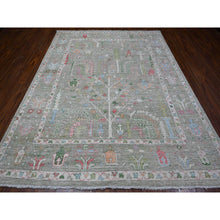 Load image into Gallery viewer, 7&#39;8&quot;x9&#39;10&quot; Reseda Green, Natural Dyes, Wool Weft, Hand Knotted, Afghan Angora Oushak, Soft Pile, Tribal Willow And Cypress Design, Oriental Rug FWR534930