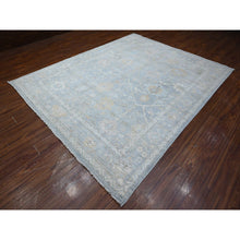 Load image into Gallery viewer, 8&#39;1&quot;x10&#39; Blue Gray, Hand Knotted With Natural Dyes, Wool Weft, Rural Flower Pattern All Over, Afghan Angora Oushak, Oriental Rug FWR534936