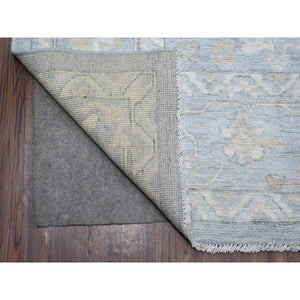 8'1"x10' Blue Gray, Hand Knotted With Natural Dyes, Wool Weft, Rural Flower Pattern All Over, Afghan Angora Oushak, Oriental Rug FWR534936