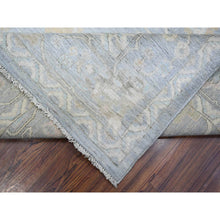 Load image into Gallery viewer, 8&#39;1&quot;x10&#39; Blue Gray, Hand Knotted With Natural Dyes, Wool Weft, Rural Flower Pattern All Over, Afghan Angora Oushak, Oriental Rug FWR534936
