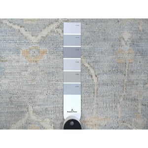 8'1"x10' Blue Gray, Hand Knotted With Natural Dyes, Wool Weft, Rural Flower Pattern All Over, Afghan Angora Oushak, Oriental Rug FWR534936