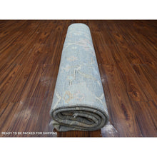 Load image into Gallery viewer, 8&#39;1&quot;x10&#39; Blue Gray, Hand Knotted With Natural Dyes, Wool Weft, Rural Flower Pattern All Over, Afghan Angora Oushak, Oriental Rug FWR534936