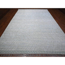 Load image into Gallery viewer, 10&#39;x14&#39; Powder Blue, Zig Zag Design Oulad Bousbaa Leaf Influence, Moroccan Weave, 100% Wool, Hand Knotted, Wool On Wool Oriental Rug FWR535008
