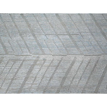 Load image into Gallery viewer, 10&#39;x14&#39; Powder Blue, Zig Zag Design Oulad Bousbaa Leaf Influence, Moroccan Weave, 100% Wool, Hand Knotted, Wool On Wool Oriental Rug FWR535008
