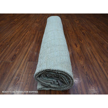 Load image into Gallery viewer, 10&#39;x14&#39; Powder Blue, Zig Zag Design Oulad Bousbaa Leaf Influence, Moroccan Weave, 100% Wool, Hand Knotted, Wool On Wool Oriental Rug FWR535008