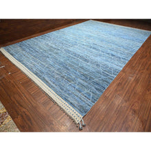 Load image into Gallery viewer, 12&#39;x18&#39;5&quot; Queen Blue, Zemmour Moroccan Weave Inspired Design, Soft and Shiny Wool Hand Knotted, Vegetable Dyes, Wool On Wool, Oversized Oriental Rug FWR535020