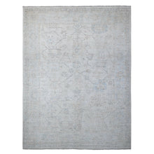 Load image into Gallery viewer, 9&#39;x11&#39;8&quot; Titan White, Afghan Angora Oushak, Hand Knotted With Wool Weft, Vegetable Dyes With Village Floral Elements All Over Design, Oriental Rug FWR535026