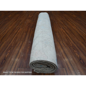 9'x11'8" Titan White, Afghan Angora Oushak, Hand Knotted With Wool Weft, Vegetable Dyes With Village Floral Elements All Over Design, Oriental Rug FWR535026