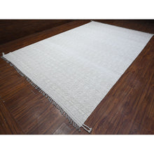 Load image into Gallery viewer, 9&#39;9&quot;x15&#39;4&quot; Porcelain White, Tone On Tone, Moroccan Weave Chiadma Leaf Design, Soft Organic Wool Hand Knotted, Natural Dyes, Oversized Oriental Rug FWR535038