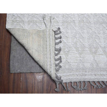 Load image into Gallery viewer, 9&#39;9&quot;x15&#39;4&quot; Porcelain White, Tone On Tone, Moroccan Weave Chiadma Leaf Design, Soft Organic Wool Hand Knotted, Natural Dyes, Oversized Oriental Rug FWR535038