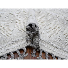 Load image into Gallery viewer, 9&#39;9&quot;x15&#39;4&quot; Porcelain White, Tone On Tone, Moroccan Weave Chiadma Leaf Design, Soft Organic Wool Hand Knotted, Natural Dyes, Oversized Oriental Rug FWR535038